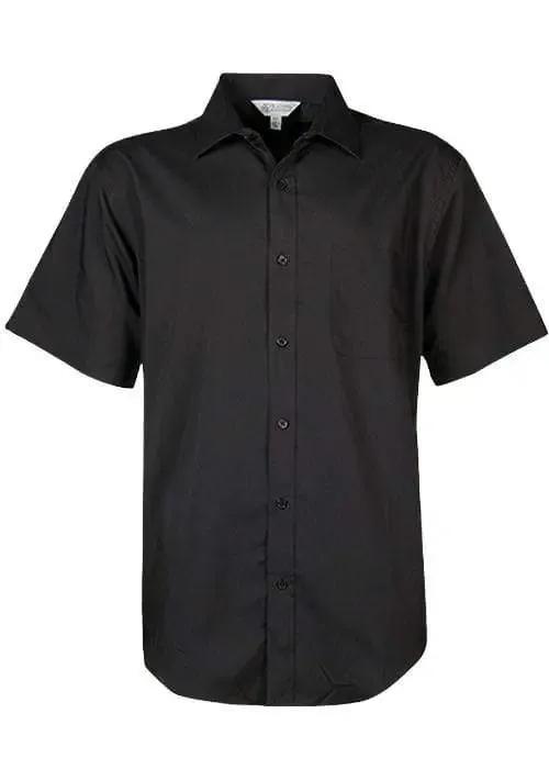 Aussie Pacific Men's Kingswood Short Sleeve Shirt 1910S Corporate Wear Aussie Pacific Black XXS